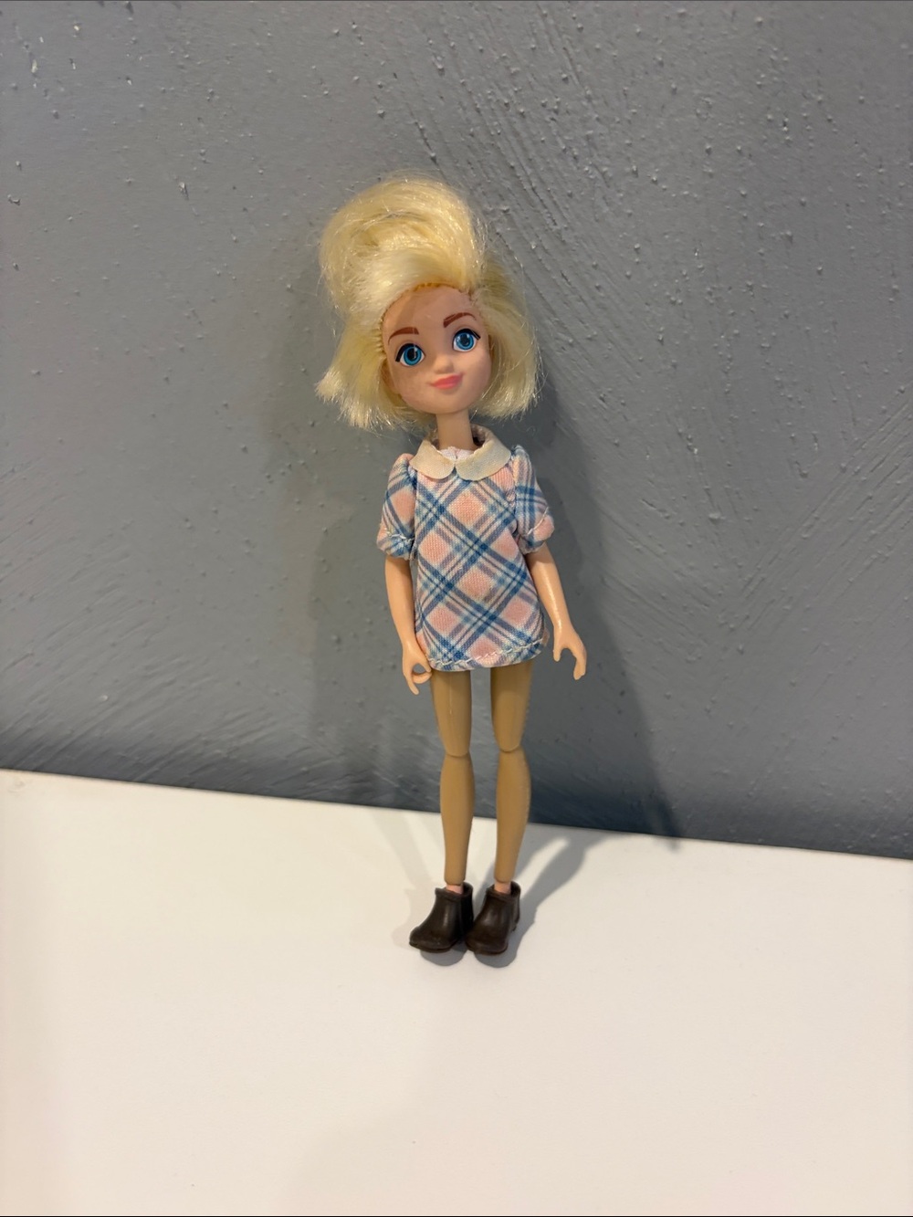 Dreamworks Spirit Abigail Blonde Doll in Blue & Pink Plaid Dress 5.5 inch
